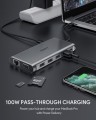 AUKEY CB-C78 aluminiowy HUB USB-C | 12w1 | RJ45 Ethernet 10/100/1000Mbps | 2xUSB 3.1 | 2xUSB 2.0 | 2xHDMI 4k@30Hz | VGA | SD i microSD | USB-C