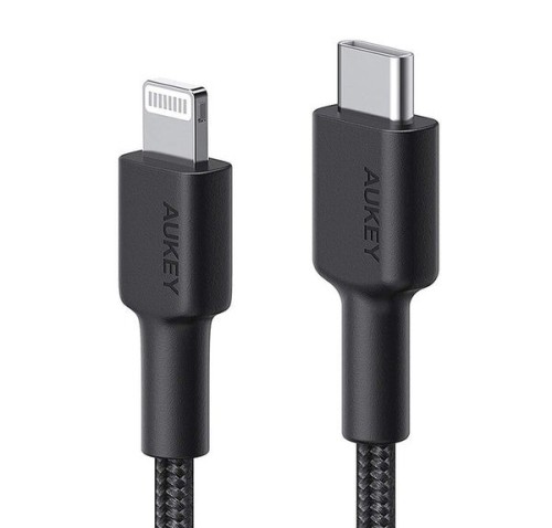 AUKEY CB-CL03 kabel Lightning - USB-C 2m MFi Apple USB-PD nylonowy oplot czarny