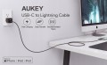 AUKEY CB-CL03 kabel Lightning - USB-C 2m MFi Apple USB-PD nylonowy oplot czarny