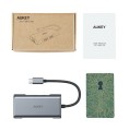 AUKEY CB-C75 aluminiowy Hub USB-C | 6w1 | RJ45 Ethernet 10/100/1000Mbps | 3xUSB 3.1 | HDMI 4k@30Hz | USB-C Power Delivery 100W