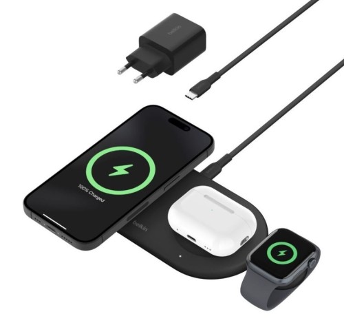 Belkin Ładowarka bezprzewodowa BoostCharge Pro Qi2 15W 3w1 czarna