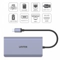 Unitek HUB USB-C 2x USB 3.1, HDMI 2.0, DP 1.4, RJ45, SD, PD 100W; D1056A