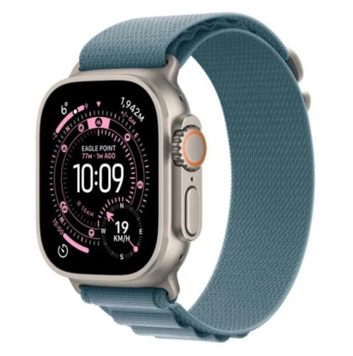 Apple Watch Ultra 3 GPS + Cellular koperta 49 mm z tytanu w kolorze naturalnym, opaska Alpine w kolorze jasnoniebieskim - rozmiar L