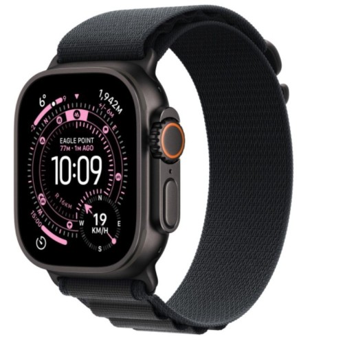 Apple Watch Ultra 3 GPS + Cellular, koperta 49 mm z tytanu w kolorze czarnym, opaska Alpine w kolorze czarnym - rozmiar L