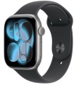 Apple Watch Series 11 GPS koperta 42 mm z aluminium w kolorze gwiezdnej szarości, pasek sportowy w kolorze czarnym - rozmiar M/L