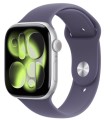 Apple Watch Series 11 GPS koperta 42 mm z aluminium w kolorze srebrnym, pasek sportowy w kolorze mlecznego fioletu - rozmiar M/L