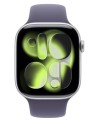Apple Watch Series 11 GPS koperta 46 mm z aluminium w kolorze srebrnym, pasek sportowy w kolorze mlecznego fioletu - rozmiar S/M