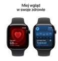 Apple Watch Series 11 GPS + Cellular, koperta 42 mm z tytanu w kolorze łupku, pasek sportowy w kolorze czarnym - rozmiar S/M