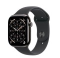 Apple Watch Series 11 GPS + Cellular, koperta 42 mm z tytanu w kolorze łupku, pasek sportowy w kolorze czarnym - rozmiar M/L