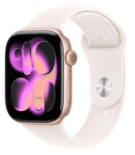 Apple Watch Series 11 GPS+Cellular, koperta 46 mm z aluminium w kolorze różowego złota, pasek sportowy w kolorze łagodnego różu - rozmiar M/L