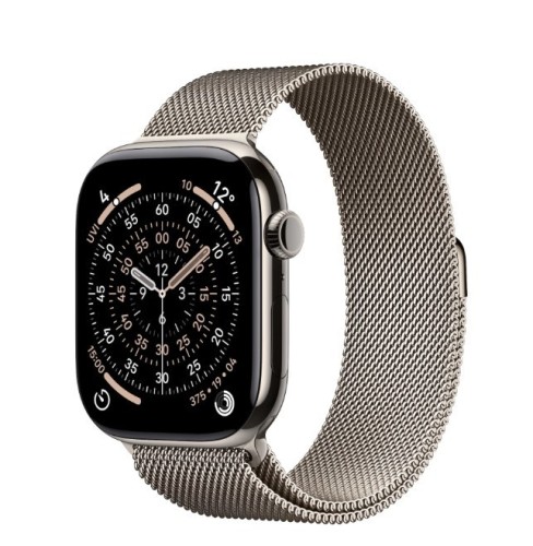 Apple Watch Series 11 GPS + Cellular koperta 46 mm z tytanu w kolorze naturalnym, bransoleta mediolańska w kolorze naturalnym - rozmiar M/L