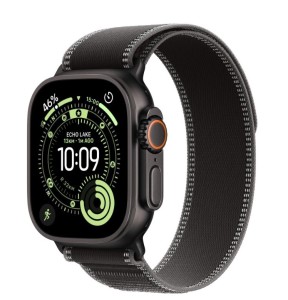 Apple Watch Ultra 3 GPS + Cellular koperta 49 mm z tytanu w kolorze czarnym, opaska Trail w kolorze czarnym/węgla drzewnego - rozmiar S/M