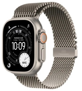 Apple Watch Ultra 3 GPS + Cellular, koperta 49 mm z tytanu w kolorze naturalnym, bransoleta mediolańska z tytanu w kolorze naturalnym - rozmiar M
