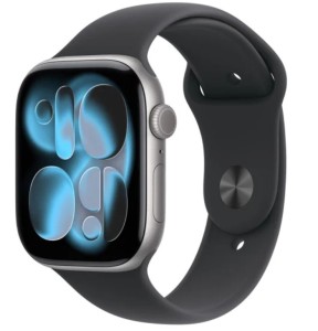 Apple Watch Series 11 GPS+Cellular koperta 42 mm z aluminium w kolorze gwiezdnej szarości, pasek sportowy w kolorze czarnym - rozmiar S/M