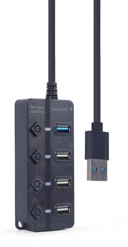 Gembird HUB 4-portowy USB (1 x USB 3.1 + 3 x USB 2.0) z przyciskami włączania/wyłączania oraz wskaźnikiem LED