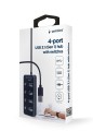 Gembird HUB 4-portowy USB 3.1 (Gen 1) z przełącznikami czarny