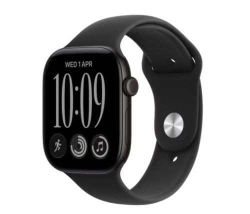 Apple Watch seria 12 GPS+Cellular, koperta 46 mm z aluminium w kolorze czarnym, pasek sportowy w kolorze czarnym - rozmiar S/M