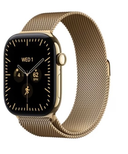 Apple Watch seria 12 GPS + Cellular, koperta 46 mm z tytanu w kolorze żywego złota, bransoleta mediolańska w kolorze żywego złota - rozmiar S/M