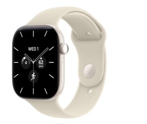 Apple Watch seria 12 GPS + Cellular, koperta 46 mm z ceramiki w kolorze białej perły, pasek sportowy w kolorze piasku - rozmiar S/M