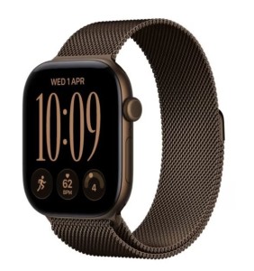 Apple Watch Series 12 GPS+Cellular, koperta 46 mm z aluminium w kolorze ciemnego brązu, bransoleta mediolańska w kolorze ciemnego brązu - rozmiar M/L