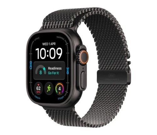 Apple Smartwatch Watch Ultra 4 GPS + Cellular, koperta 49mm z tytanu w kolorze czarnym, bransoleta mediolańska w kolorze czarnym - rozmiar L