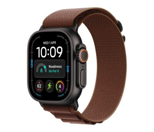Apple Smartwatch Watch Ultra 4 GPS + Cellular, koperta 49mm z tytanu w kolorze czarnym, opaska Alpine w kolorze burgundu - rozmiar L