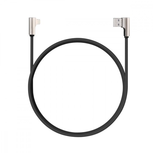 AUKEY CB-BAL6 kabel 90° Lightning - USB-C 1,2m Apple USB-PD kątowy wtyki 90 stopni nylonowy oplot czarny