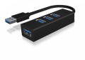 IcyBox Hub IB-HUB1419-U3 USB 3.0 na 4-Port Type-A, Aluminium,      czarny, Kabel 15cm