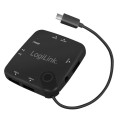 LogiLink Hub USB 2.0, 3 porty, z czytnikiem kart, OTG, Micro-USB, Android